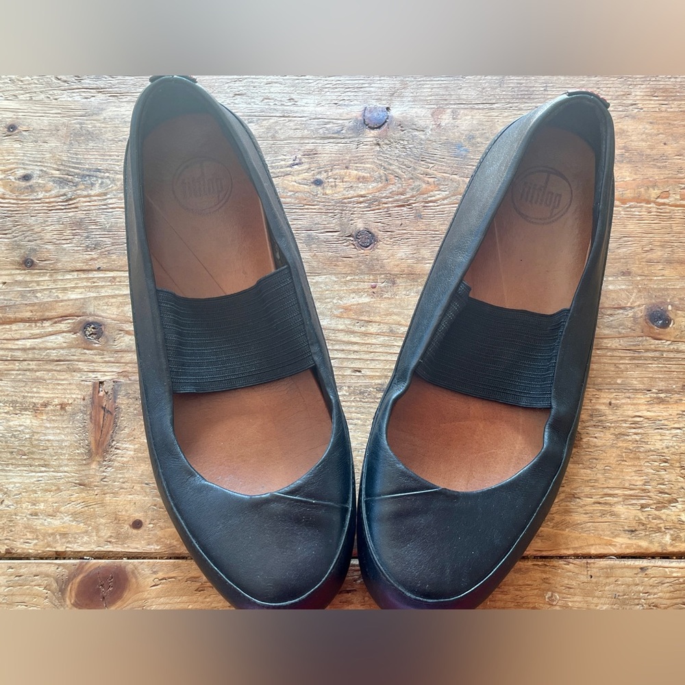 Fitflop Due Black Leather Slip-on Mary Jane Euro 40 US 9